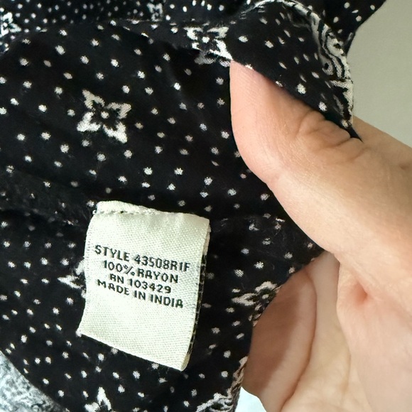 Caffe Marrahesh|Boho black & white floral polka dot short sleeve blouse,flowy••• - Picture 8 of 10